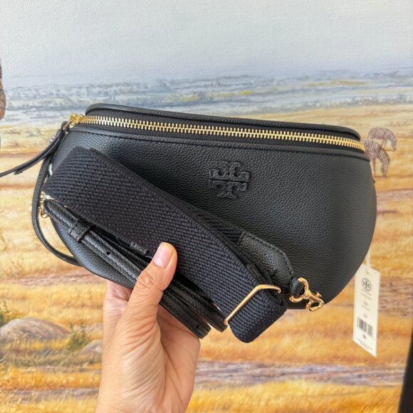 Best Price‼️Tory Burch Thea Belt Bag 165917 Pebbled Leather Black $395 - Picture 4 of 9